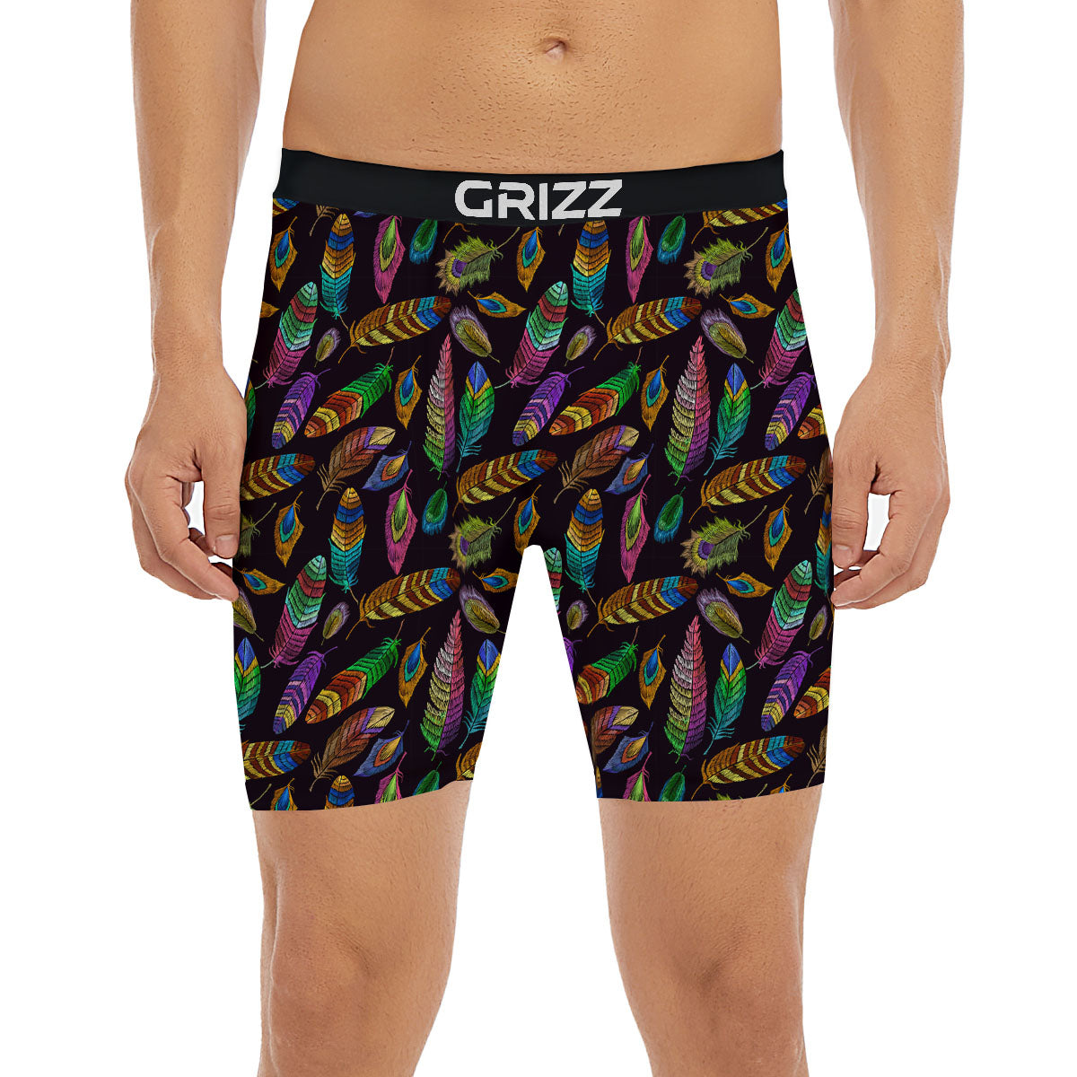 Feather Native Print Pattern Boxer Briefs-grizzshop
