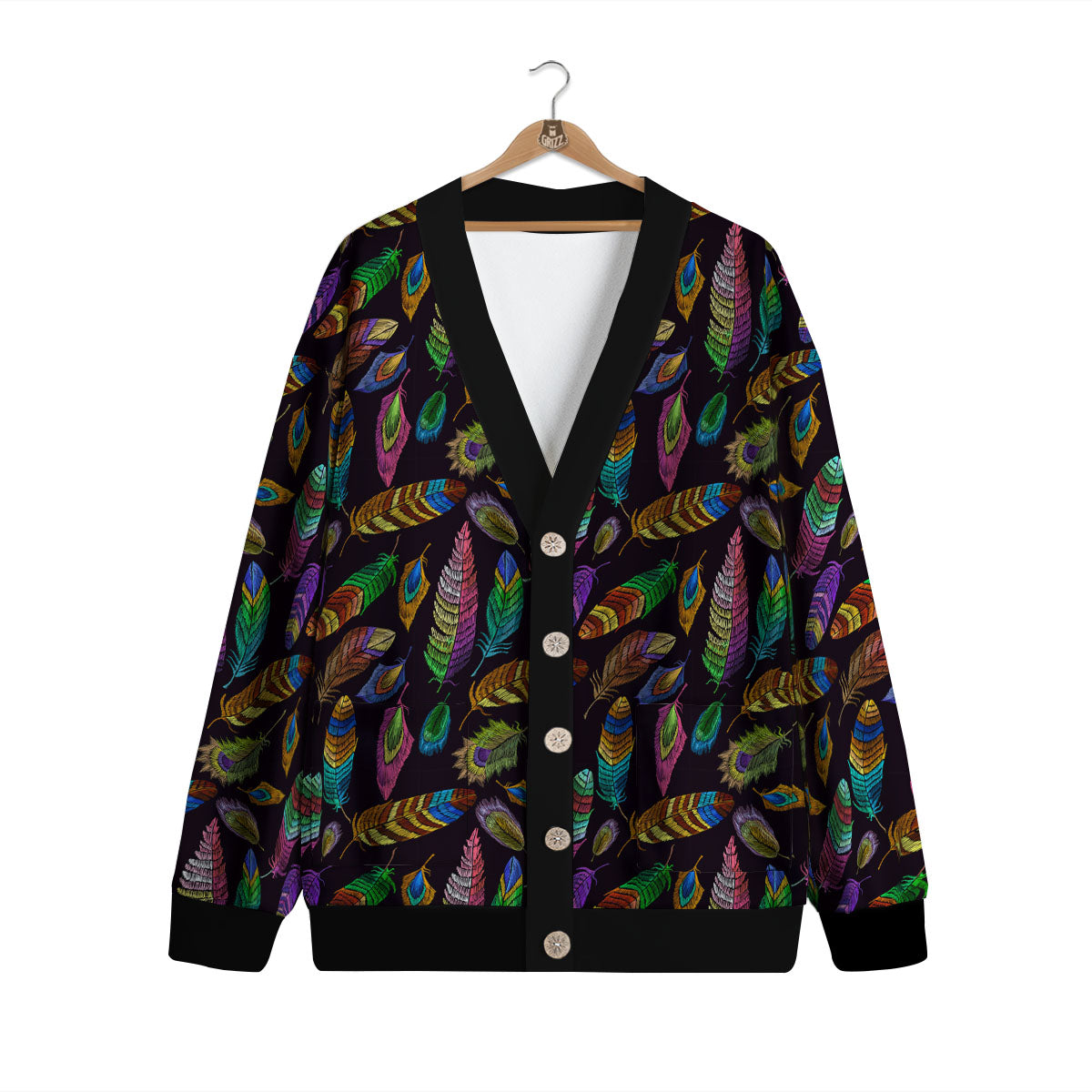 Feather Native Print Pattern Cardigan-grizzshop