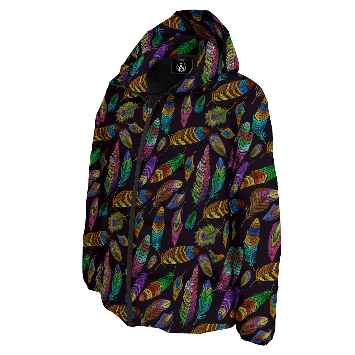 Feather Native Print Pattern Down Jacket-grizzshop