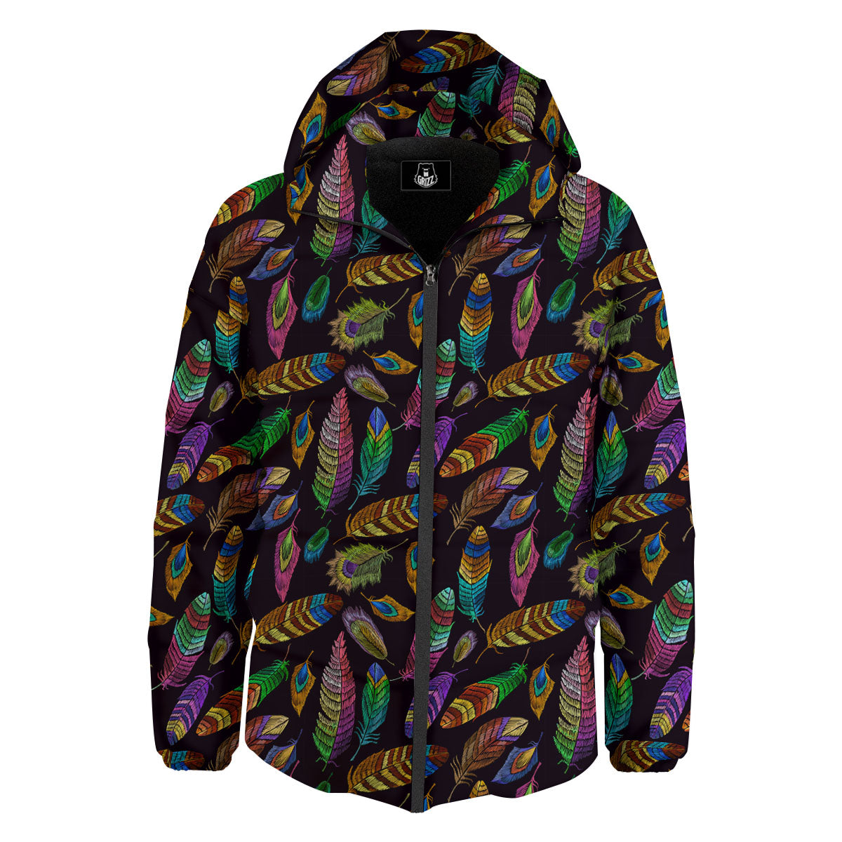 Feather Native Print Pattern Down Jacket-grizzshop