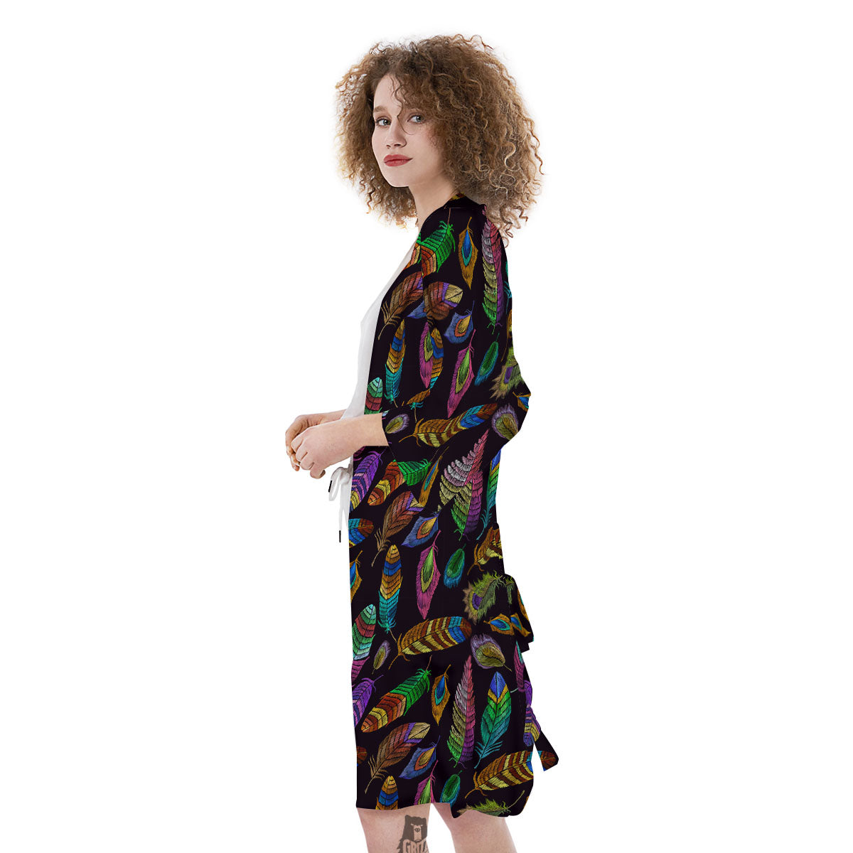 Feather Native Print Pattern Kimono-grizzshop