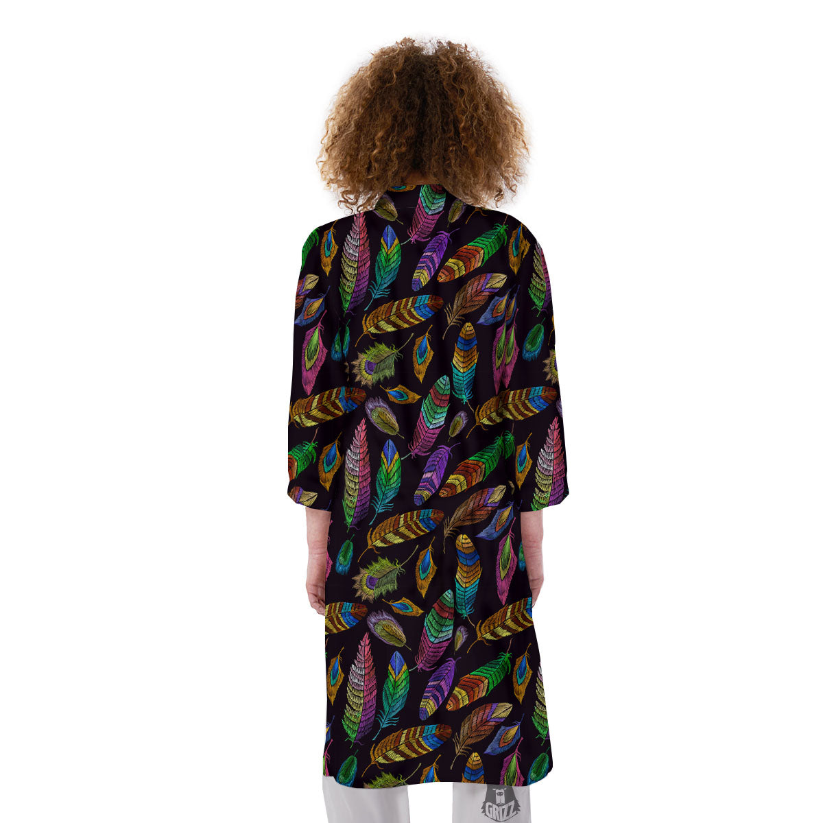 Feather Native Print Pattern Kimono-grizzshop