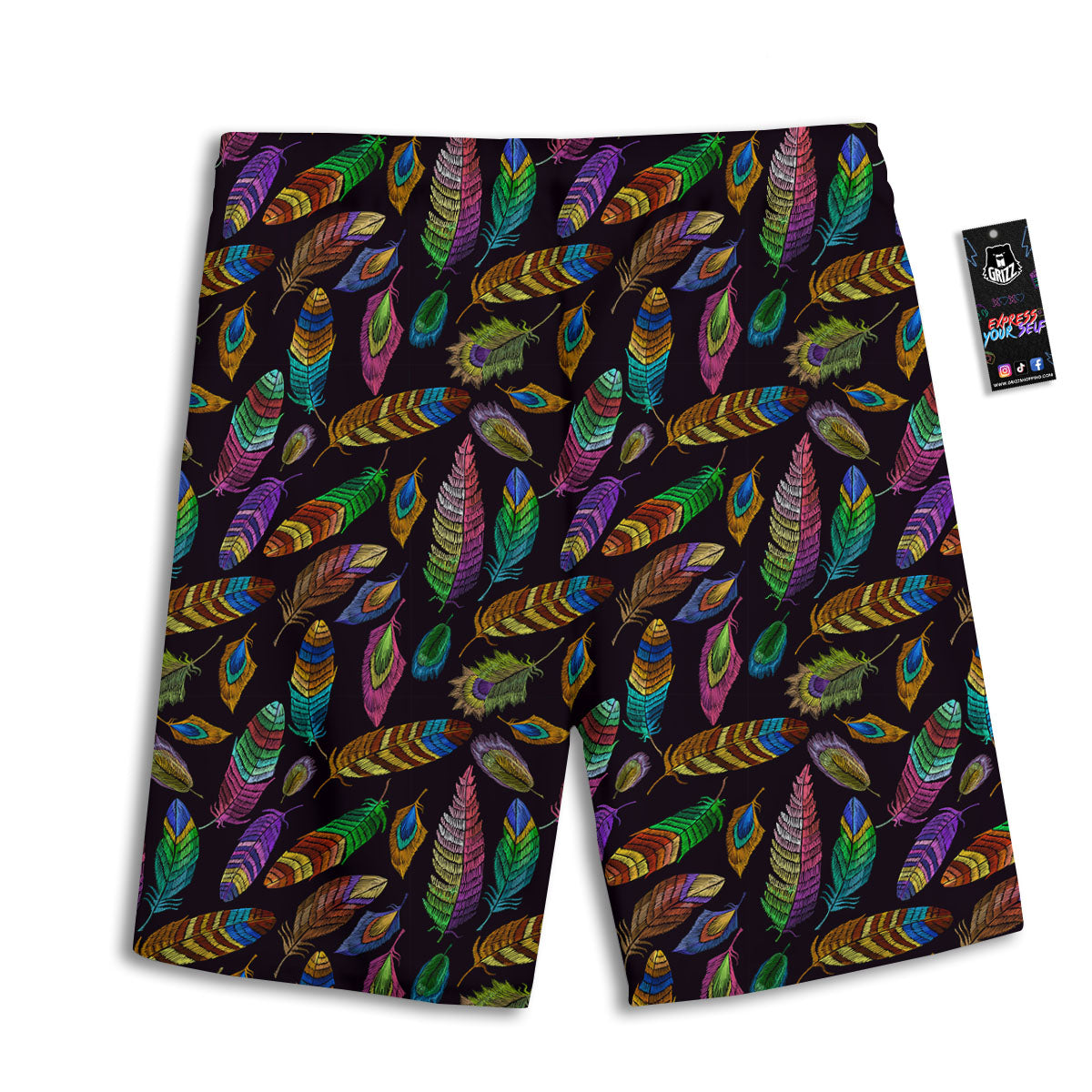 Feather Native Print Pattern Men's Athletic Shorts
