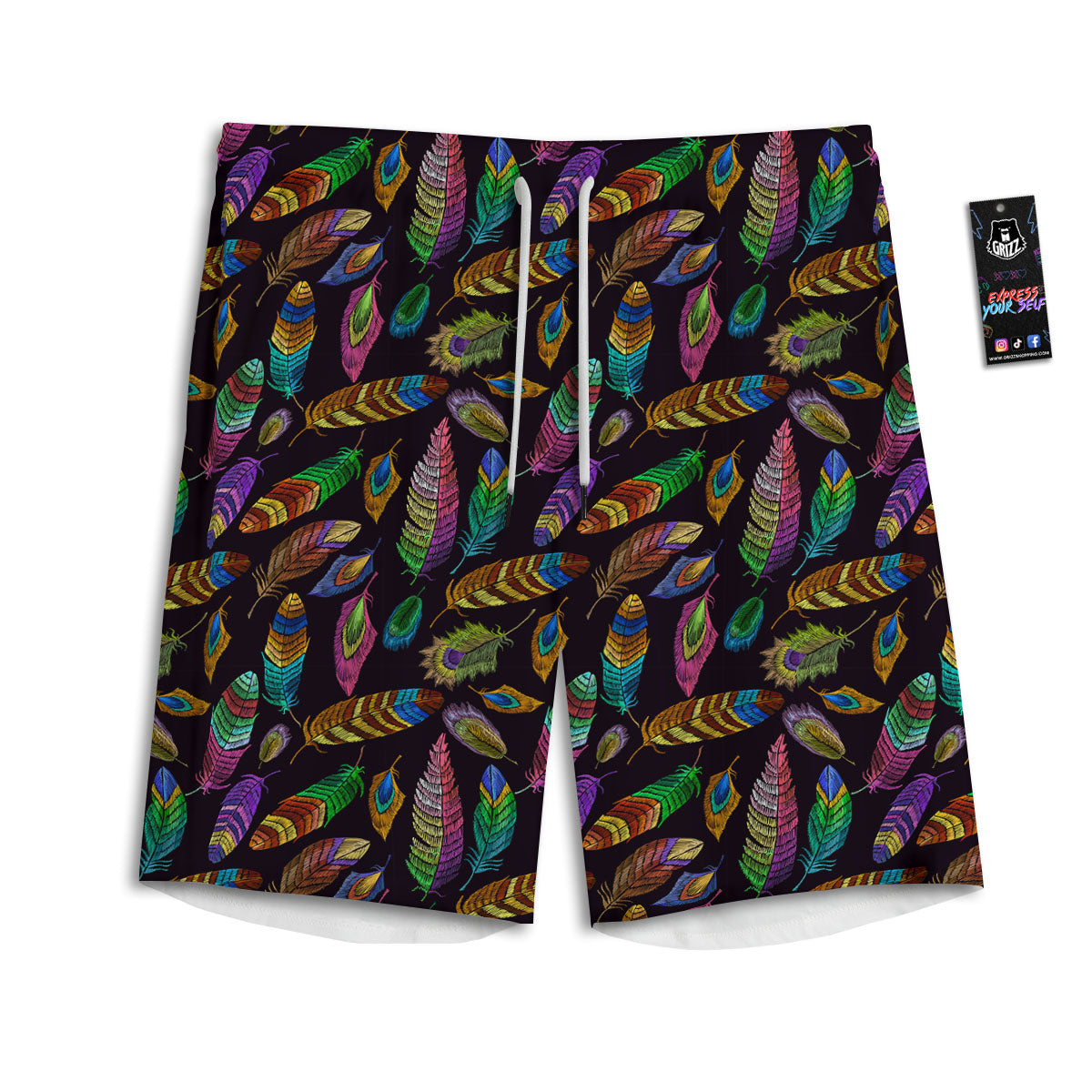 Feather Native Print Pattern Men's Athletic Shorts