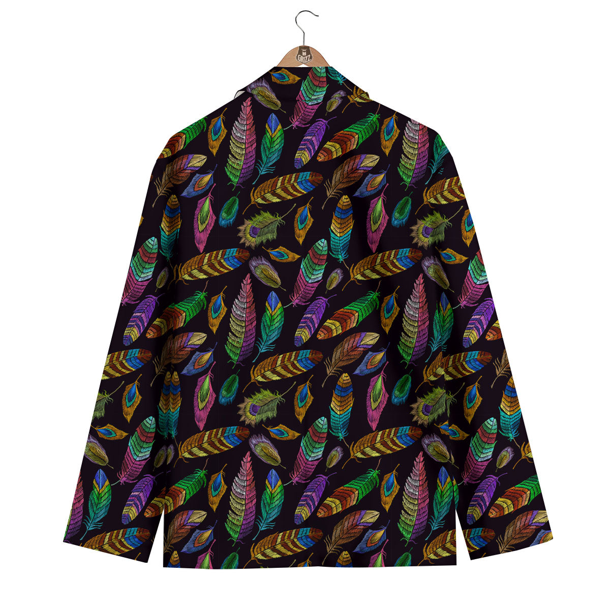Feather Native Print Pattern Men's Blazer-grizzshop