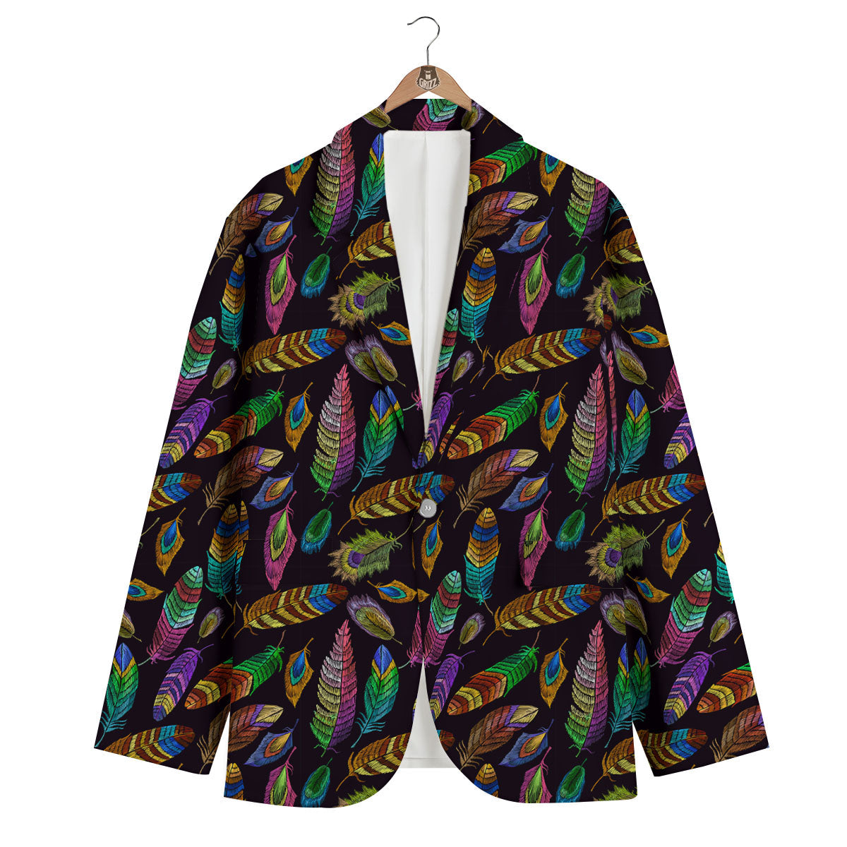 Feather Native Print Pattern Men's Blazer-grizzshop