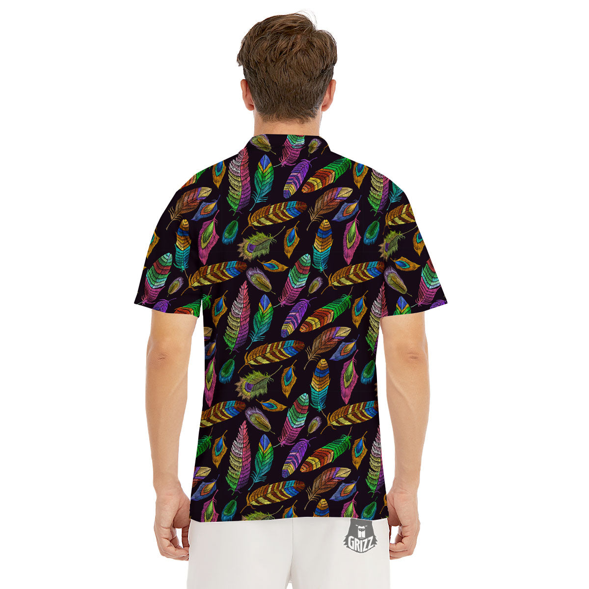 Feather Native Print Pattern Men's Golf Shirts-grizzshop