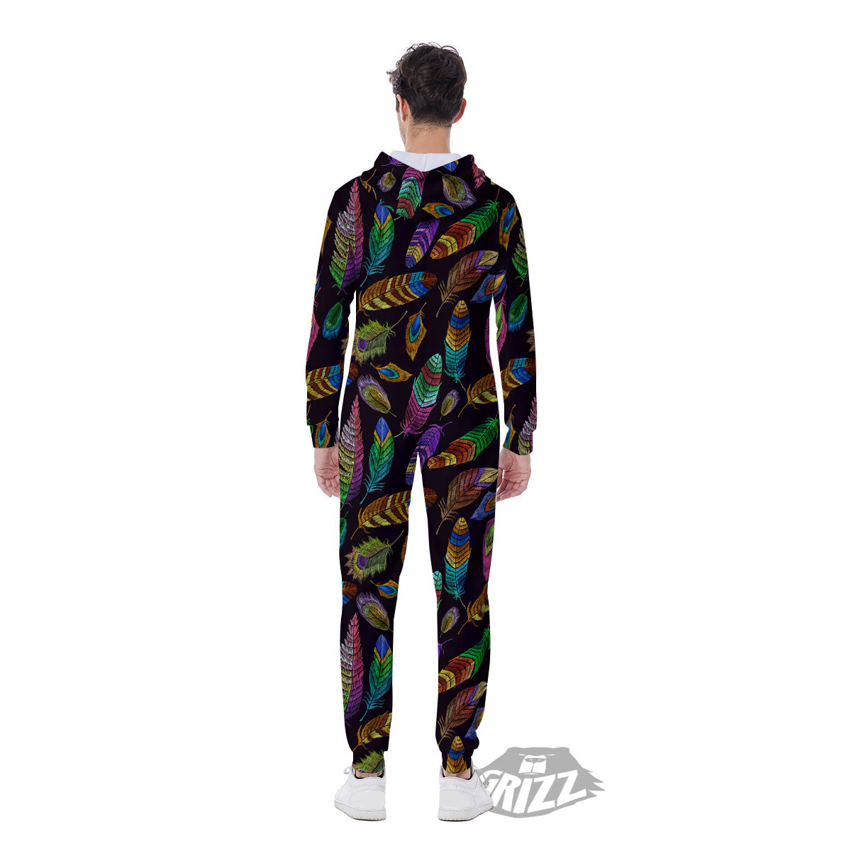 Feather Native Print Pattern Men's Jumpsuit-grizzshop