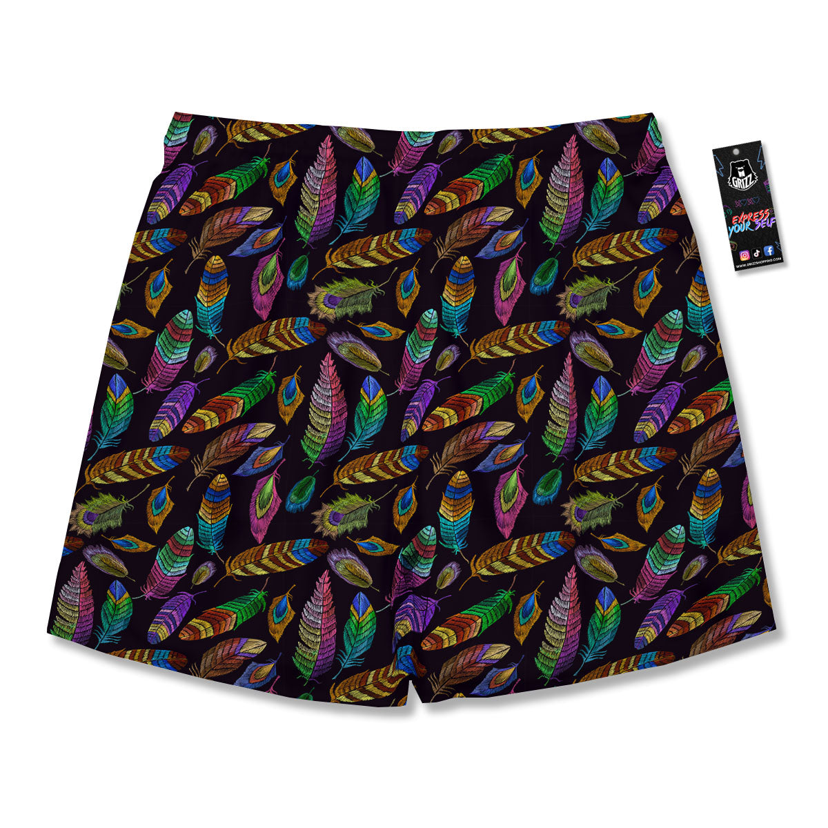 Feather Native Print Pattern Men's Running Shorts-grizzshop