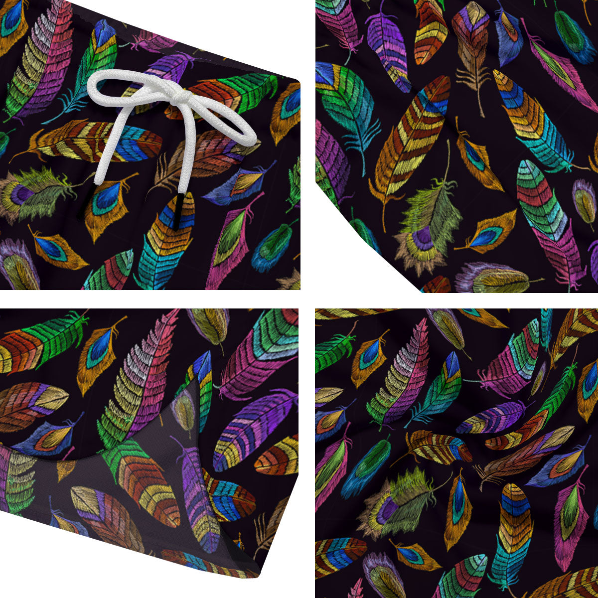 Feather Native Print Pattern Men's Running Shorts-grizzshop