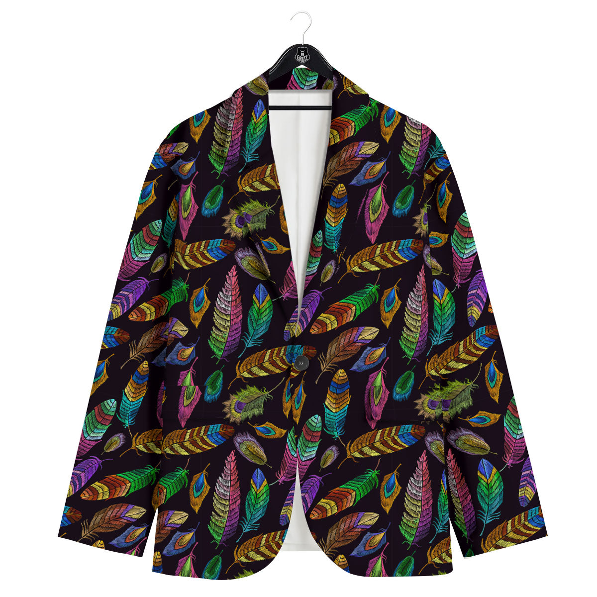 Feather Native Print Pattern Men's Sport Coat-grizzshop