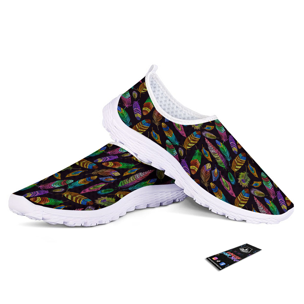 Feather Native Print Pattern Nurse Shoes-grizzshop