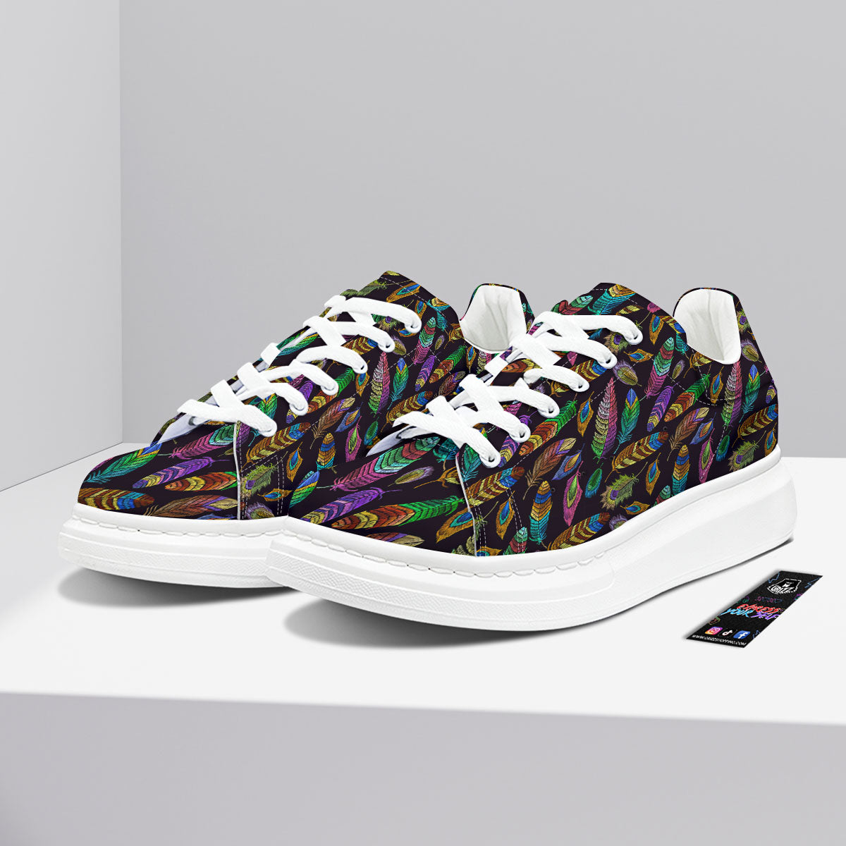 Feather Native Print Pattern Platform Shoes-grizzshop