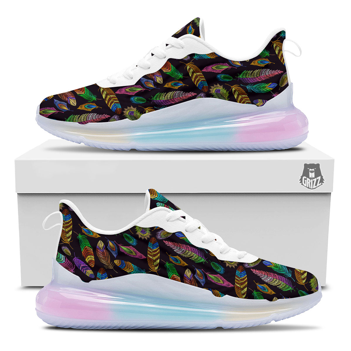 Feather Native Print Pattern Running Sneakers-grizzshop