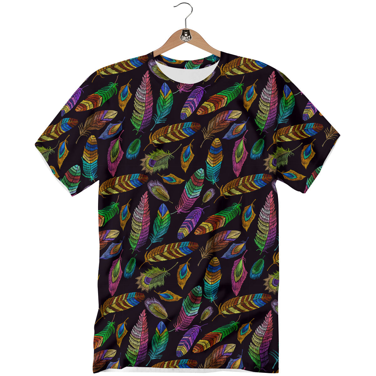 Feather Native Print Pattern T-Shirt-grizzshop