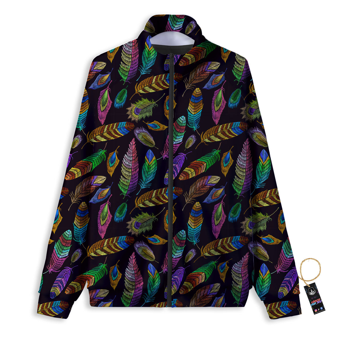 Feather Native Print Pattern Track Jacket-grizzshop