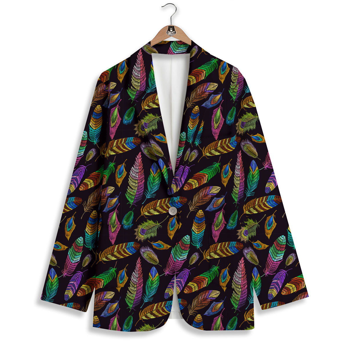 Feather Native Print Pattern Women's Blazer-grizzshop