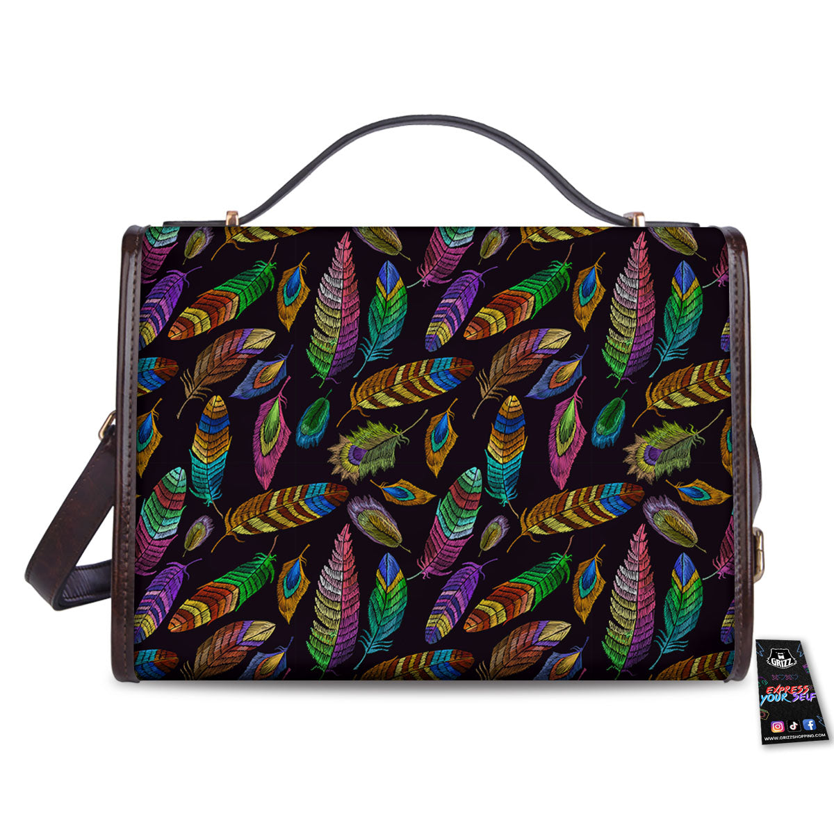 Feather Native Print Pattern Women's Satchel Bag-grizzshop