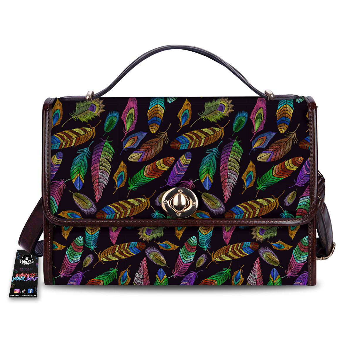 Feather Native Print Pattern Women's Satchel Bag-grizzshop