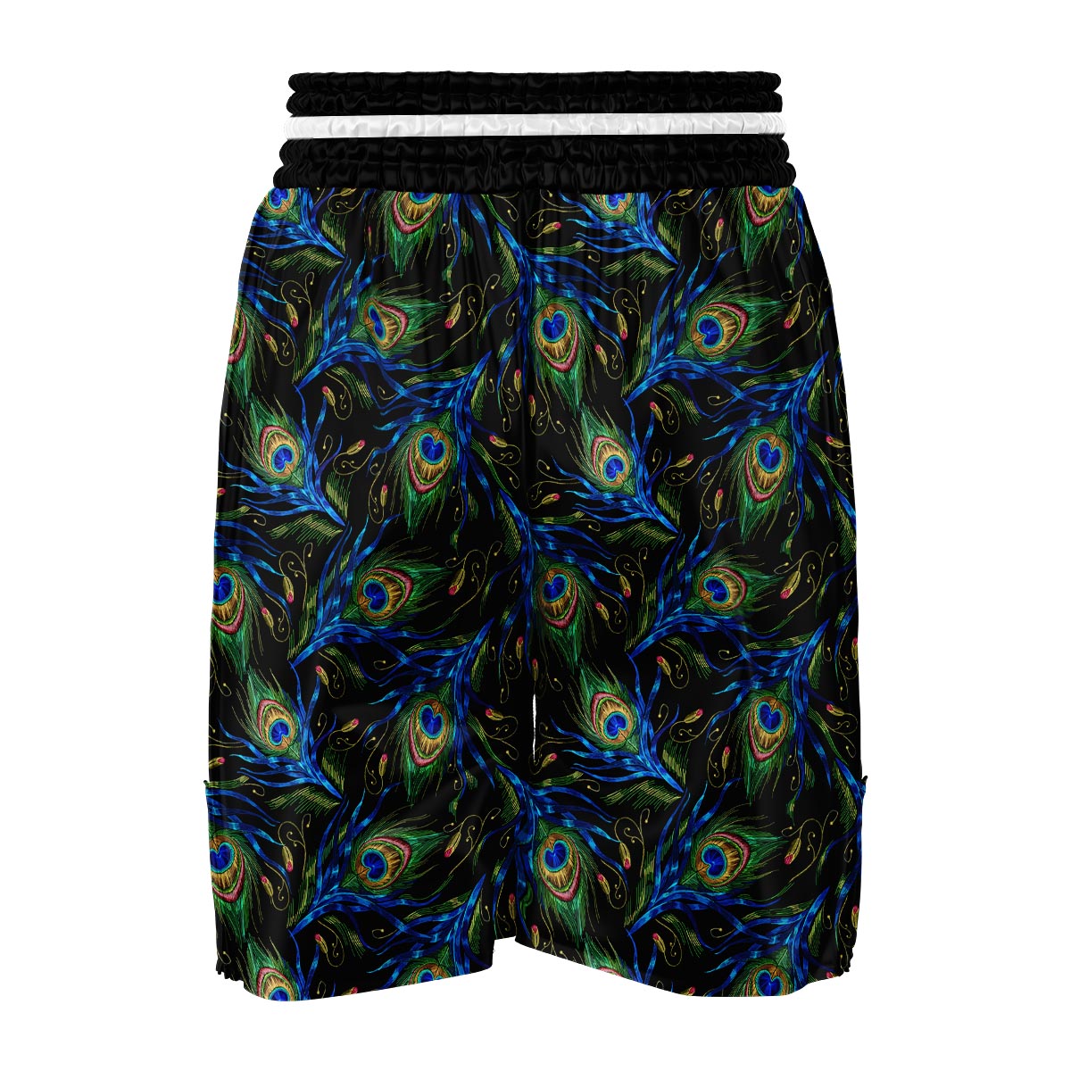 Feather Peacock Pattern Print Boxing Shorts-grizzshop