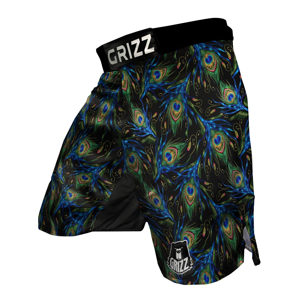 Feather Peacock Pattern Print MMA Shorts-grizzshop