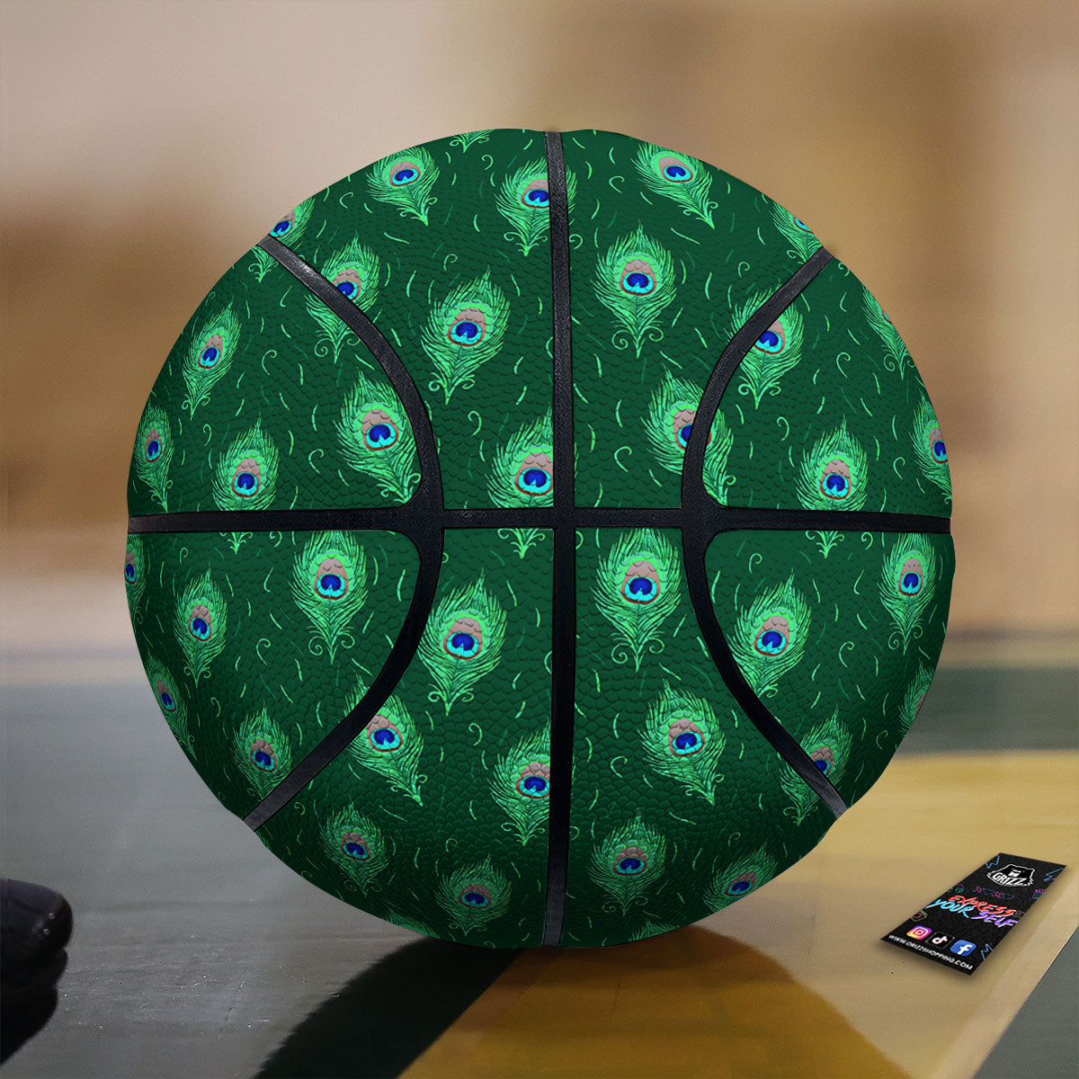 Feather Peacock Print Pattern Basketball-grizzshop