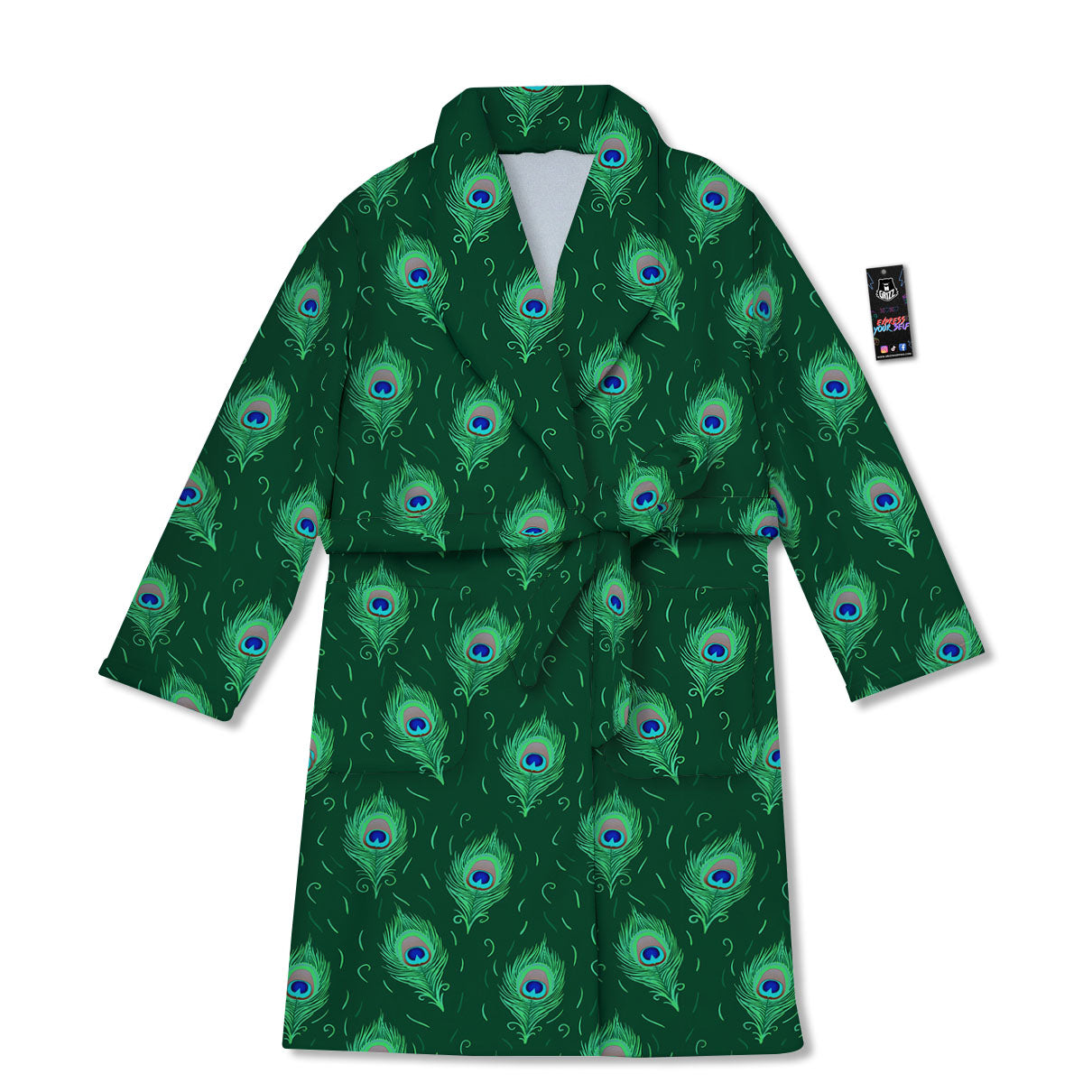 Feather Peacock Print Pattern Bathrobe-grizzshop