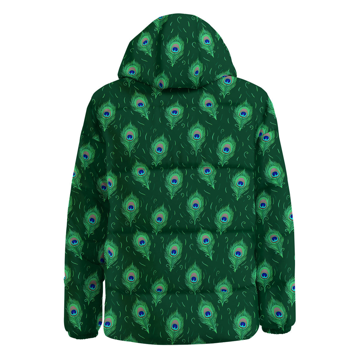 Feather Peacock Print Pattern Down Jacket-grizzshop