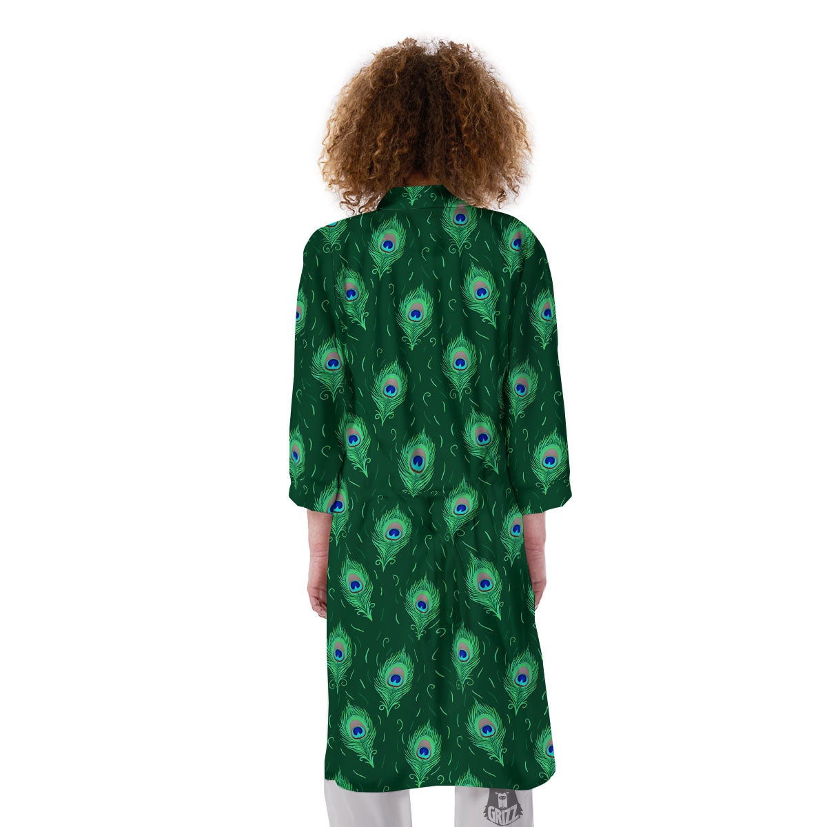 Feather Peacock Print Pattern Kimono-grizzshop