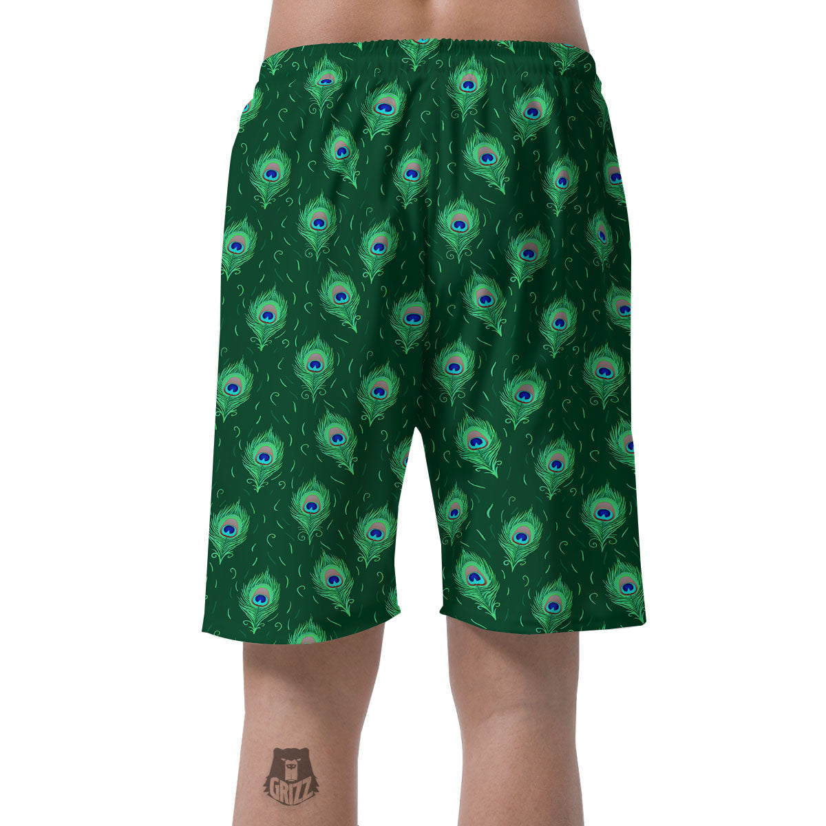 Feather Peacock Print Pattern Men's Shorts-grizzshop