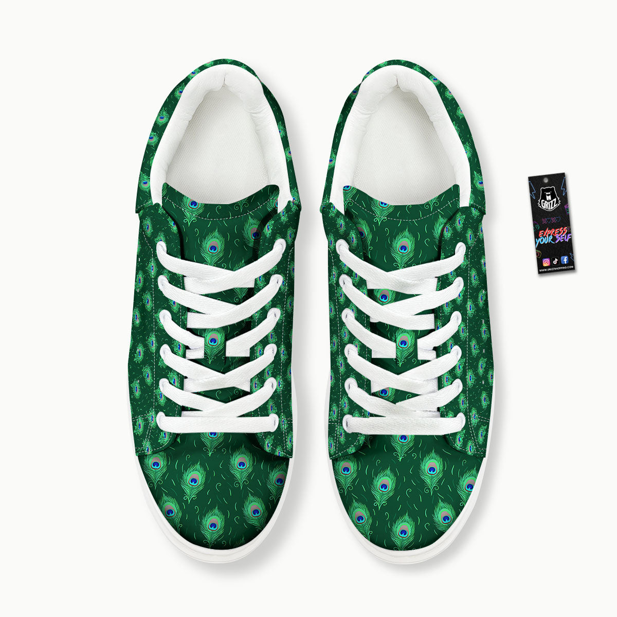 Feather Peacock Print Pattern Platform Shoes-grizzshop