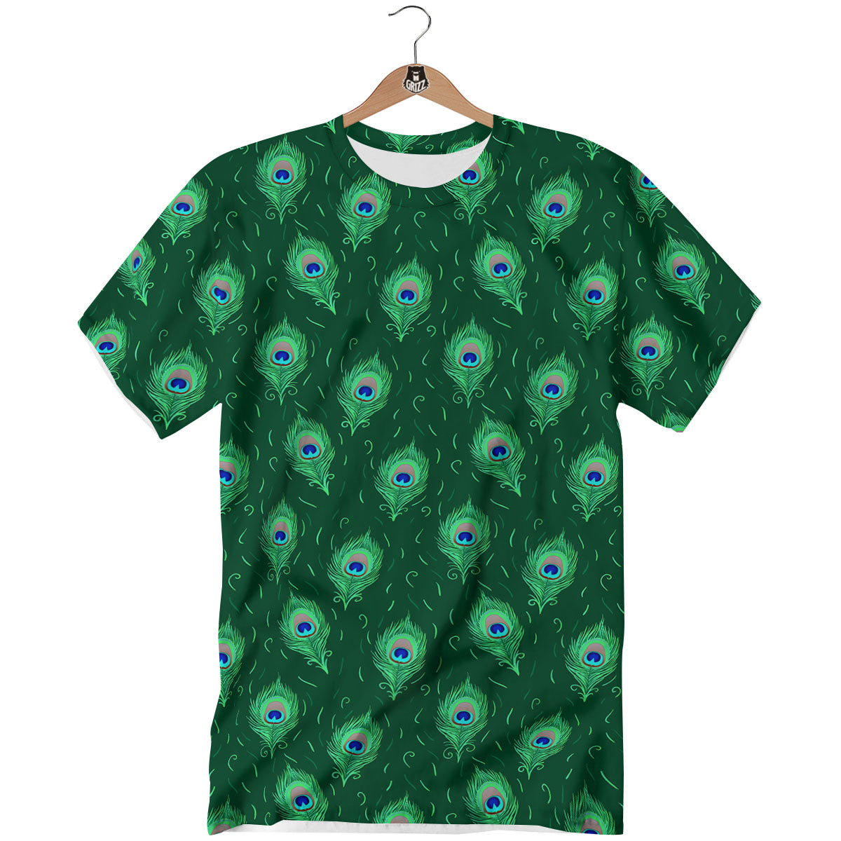 Feather Peacock Print Pattern T-Shirt-grizzshop