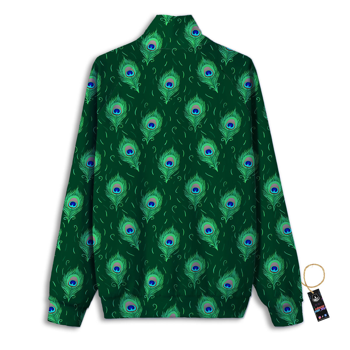 Feather Peacock Print Pattern Track Jacket-grizzshop
