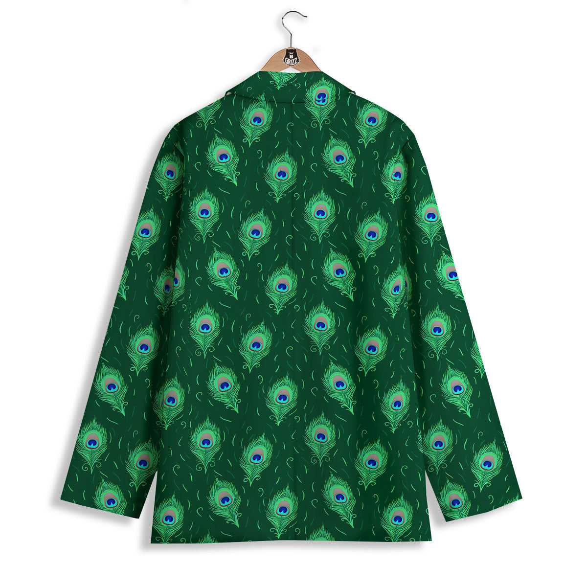 Feather Peacock Print Pattern Women's Blazer-grizzshop