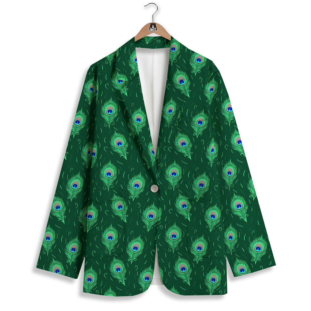 Feather Peacock Print Pattern Women's Blazer-grizzshop