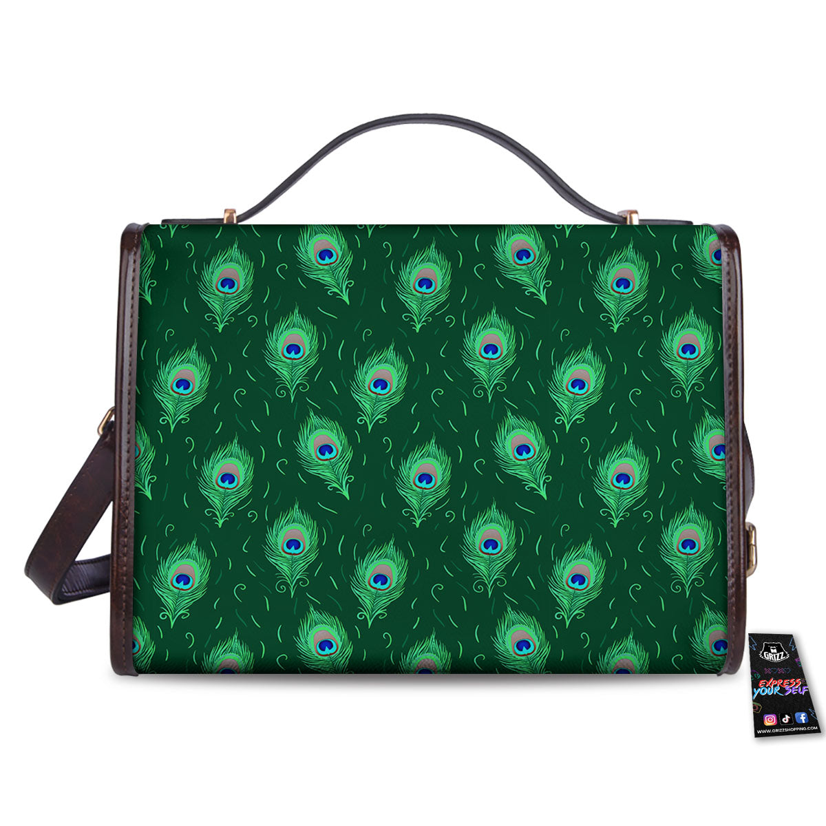 Feather Peacock Print Pattern Women's Satchel Bag-grizzshop