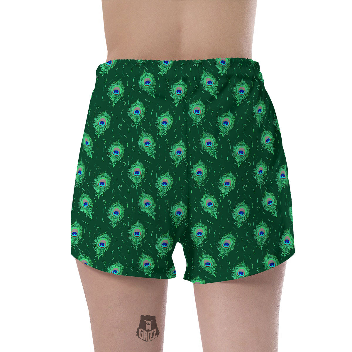 Feather Peacock Print Pattern Women's Shorts-grizzshop