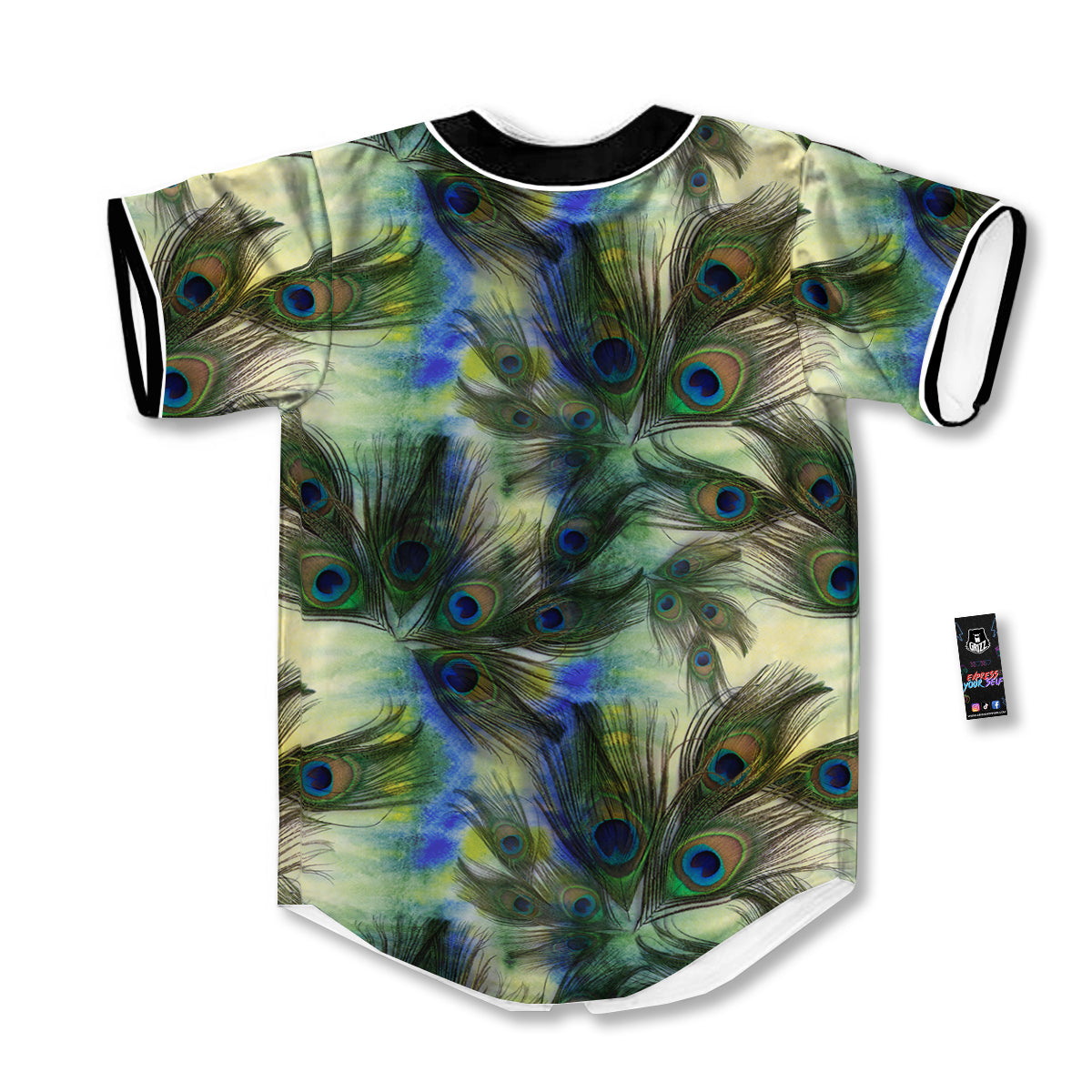 Feather Vintage Watercolor Print Pattern Baseball Jersey-grizzshop
