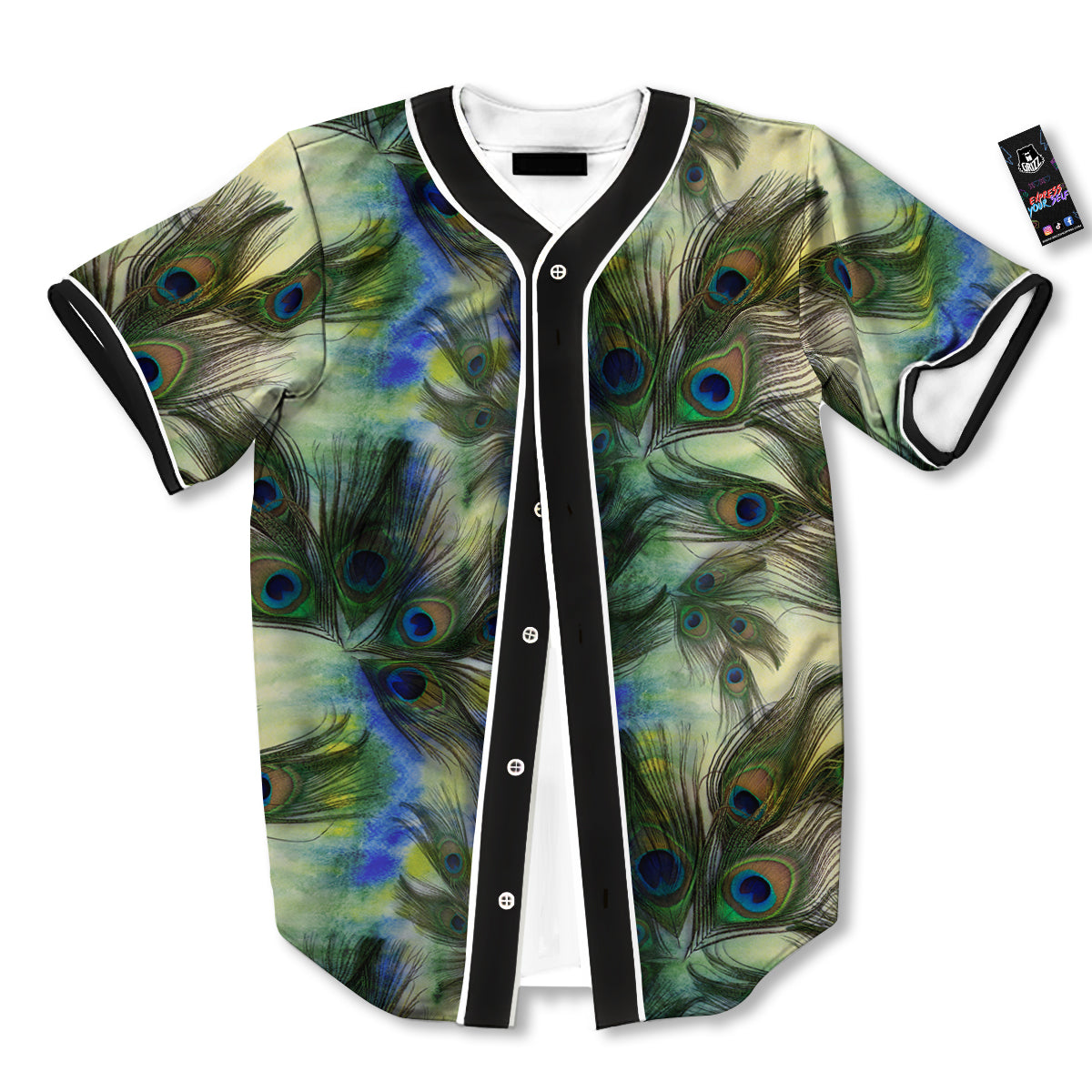 Feather Vintage Watercolor Print Pattern Baseball Jersey-grizzshop