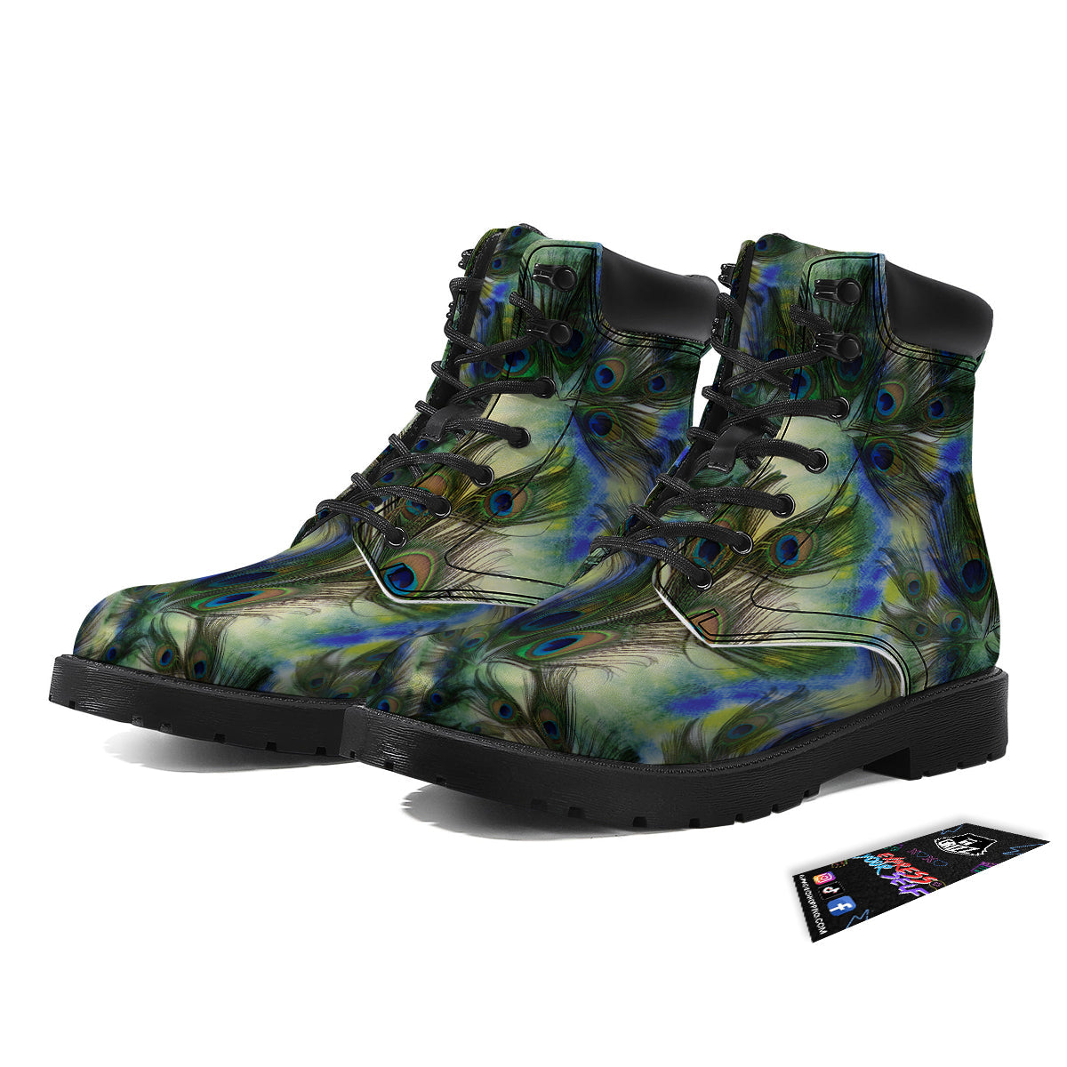 Feather Vintage Watercolor Print Pattern Boots-grizzshop