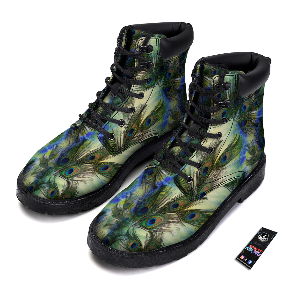 Feather Vintage Watercolor Print Pattern Boots-grizzshop
