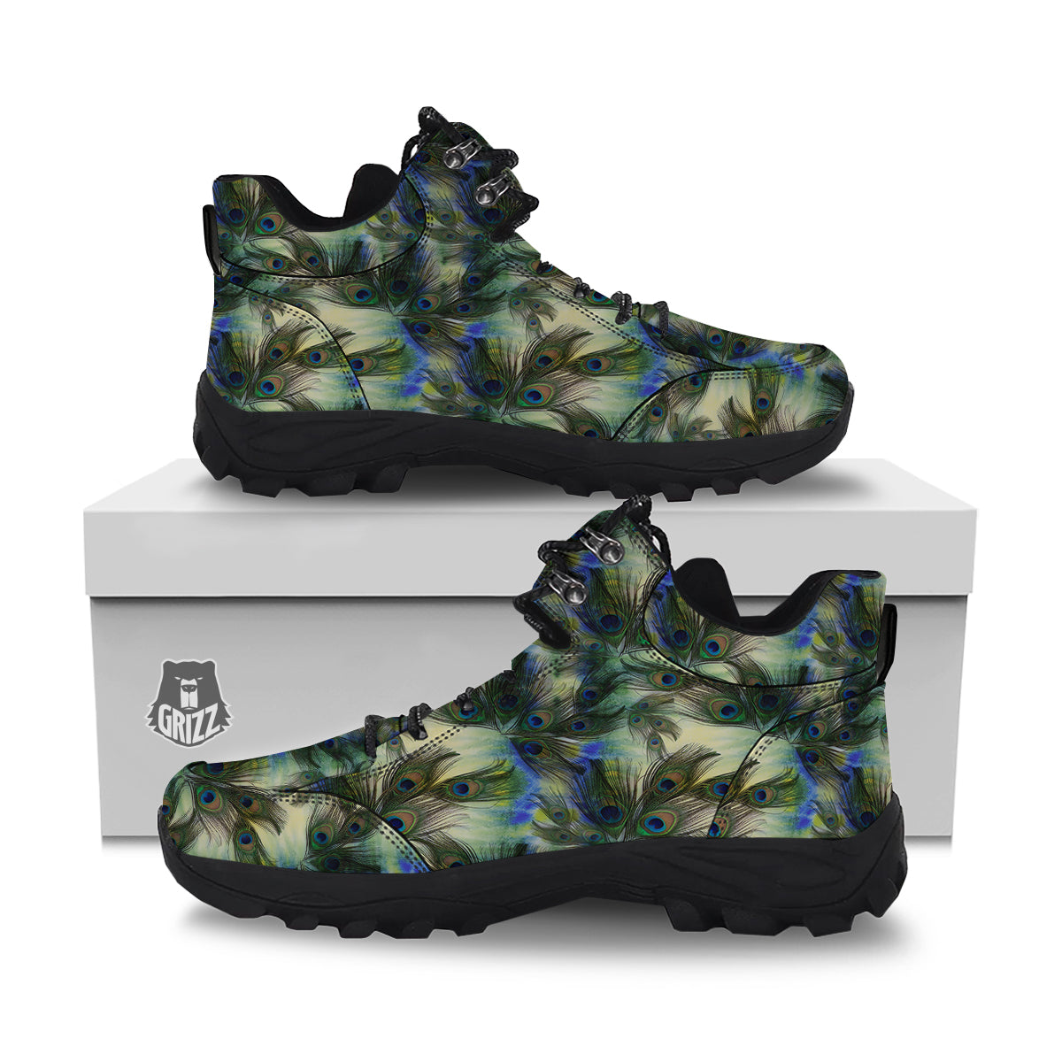 Feather Vintage Watercolor Print Pattern Hiking Shoes-grizzshop