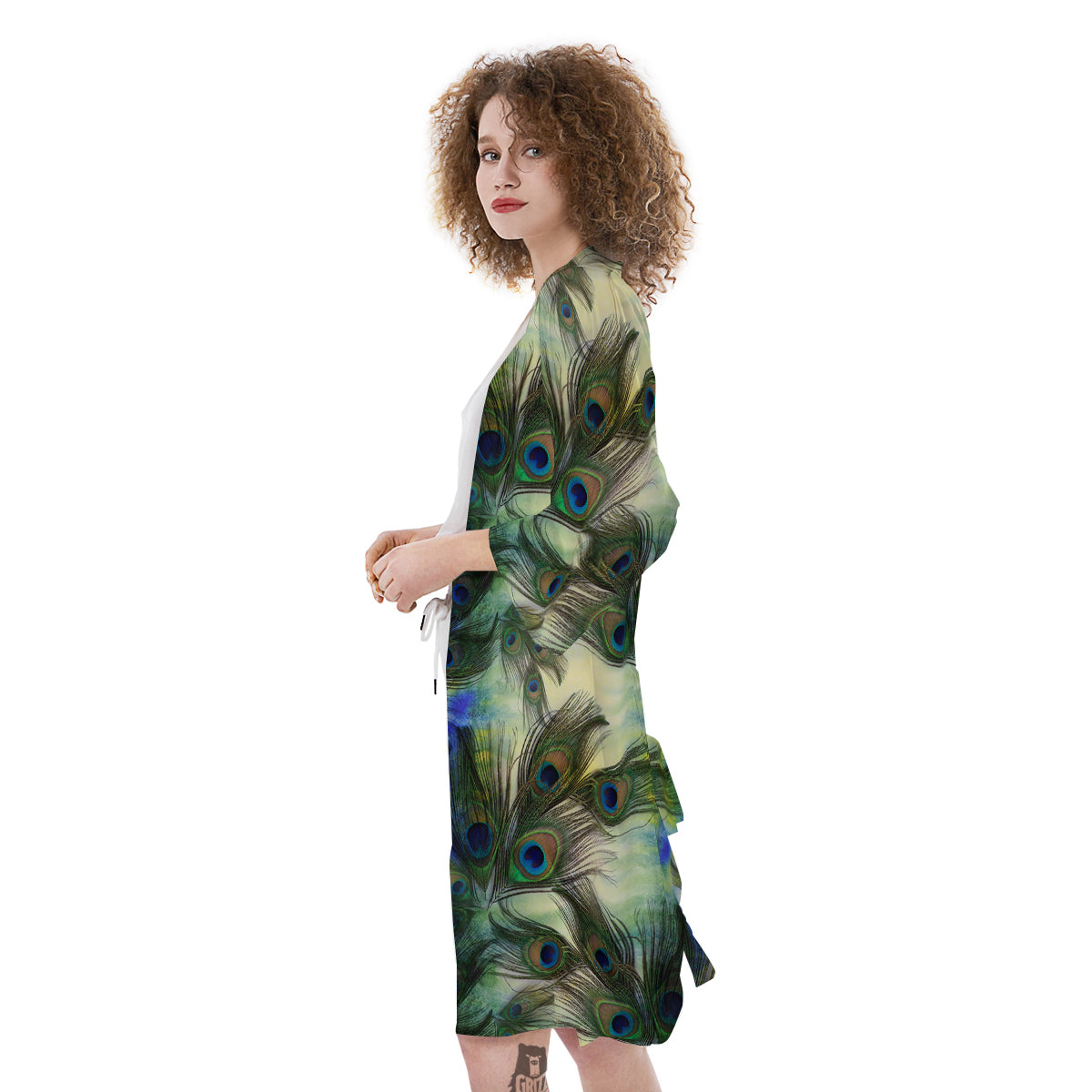 Feather Vintage Watercolor Print Pattern Kimono-grizzshop