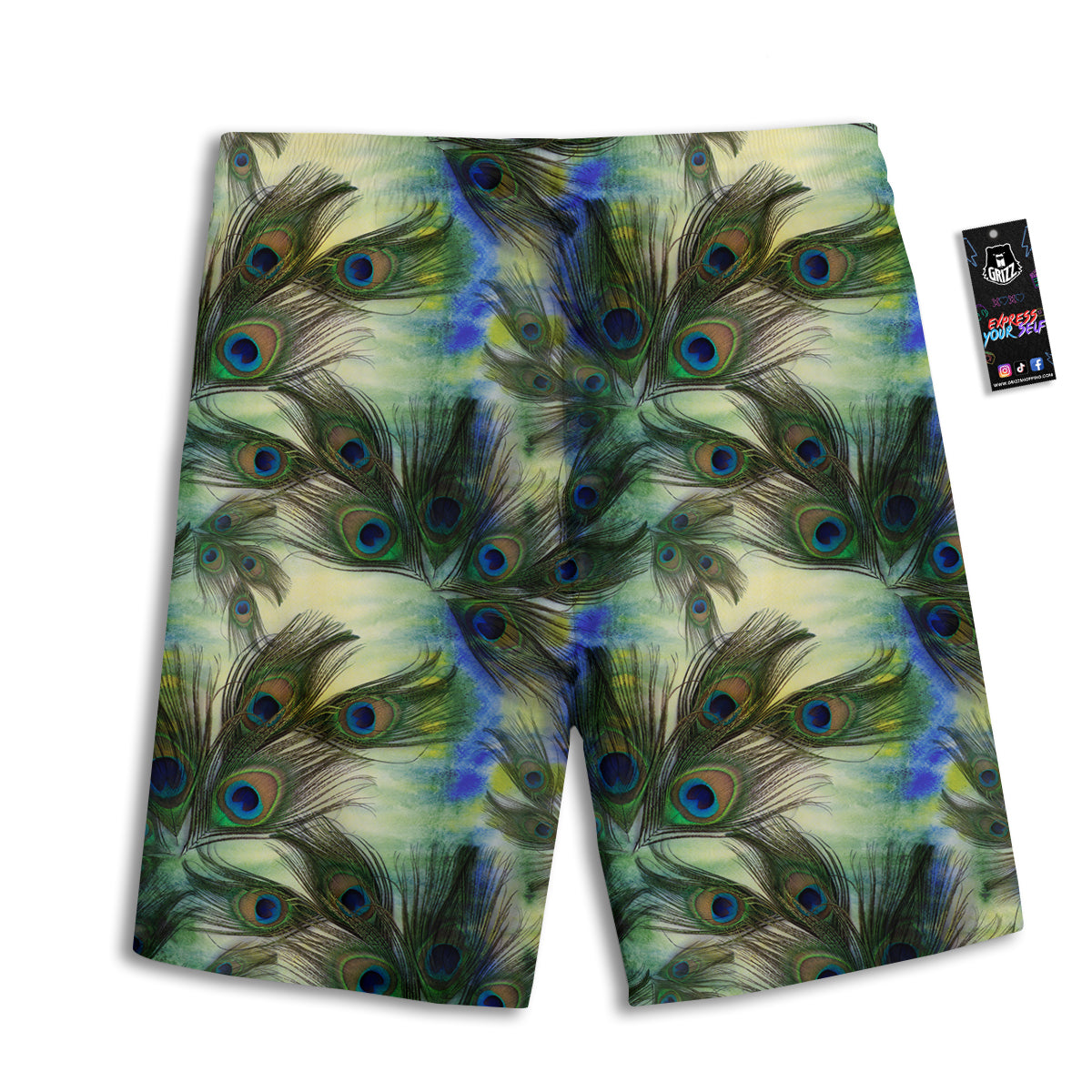Feather Vintage Watercolor Print Pattern Men's Athletic Shorts