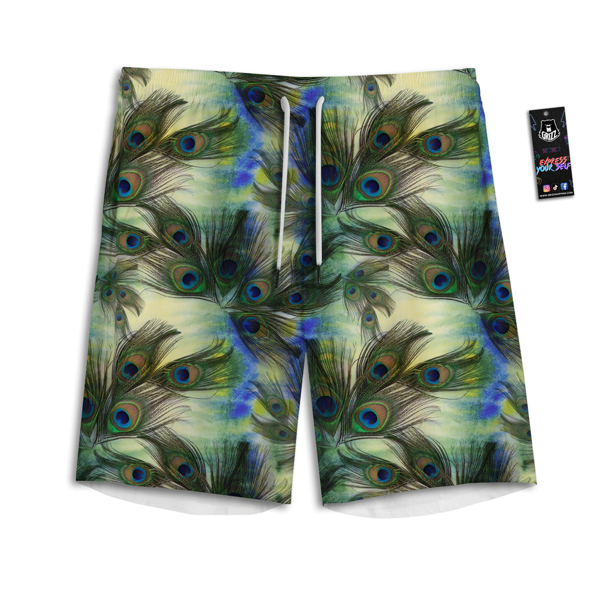 Feather Vintage Watercolor Print Pattern Men's Athletic Shorts