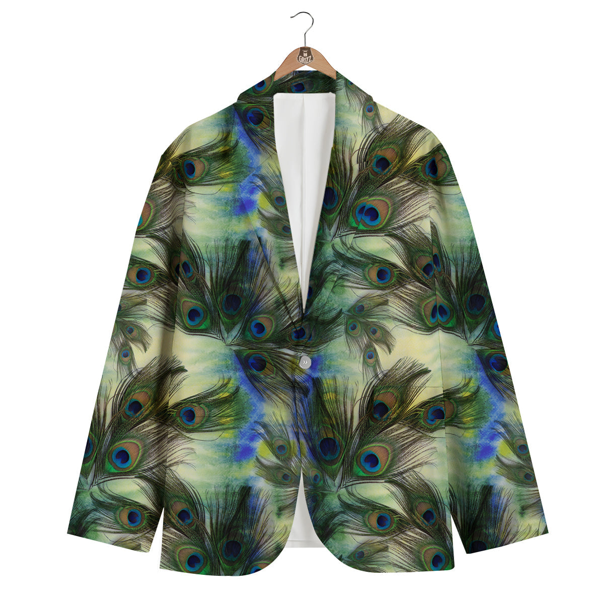 Feather Vintage Watercolor Print Pattern Men's Blazer-grizzshop