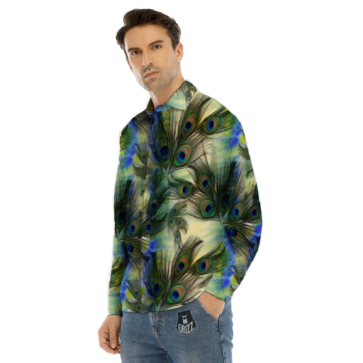 Feather Vintage Watercolor Print Pattern Men's Dress Shirts-grizzshop