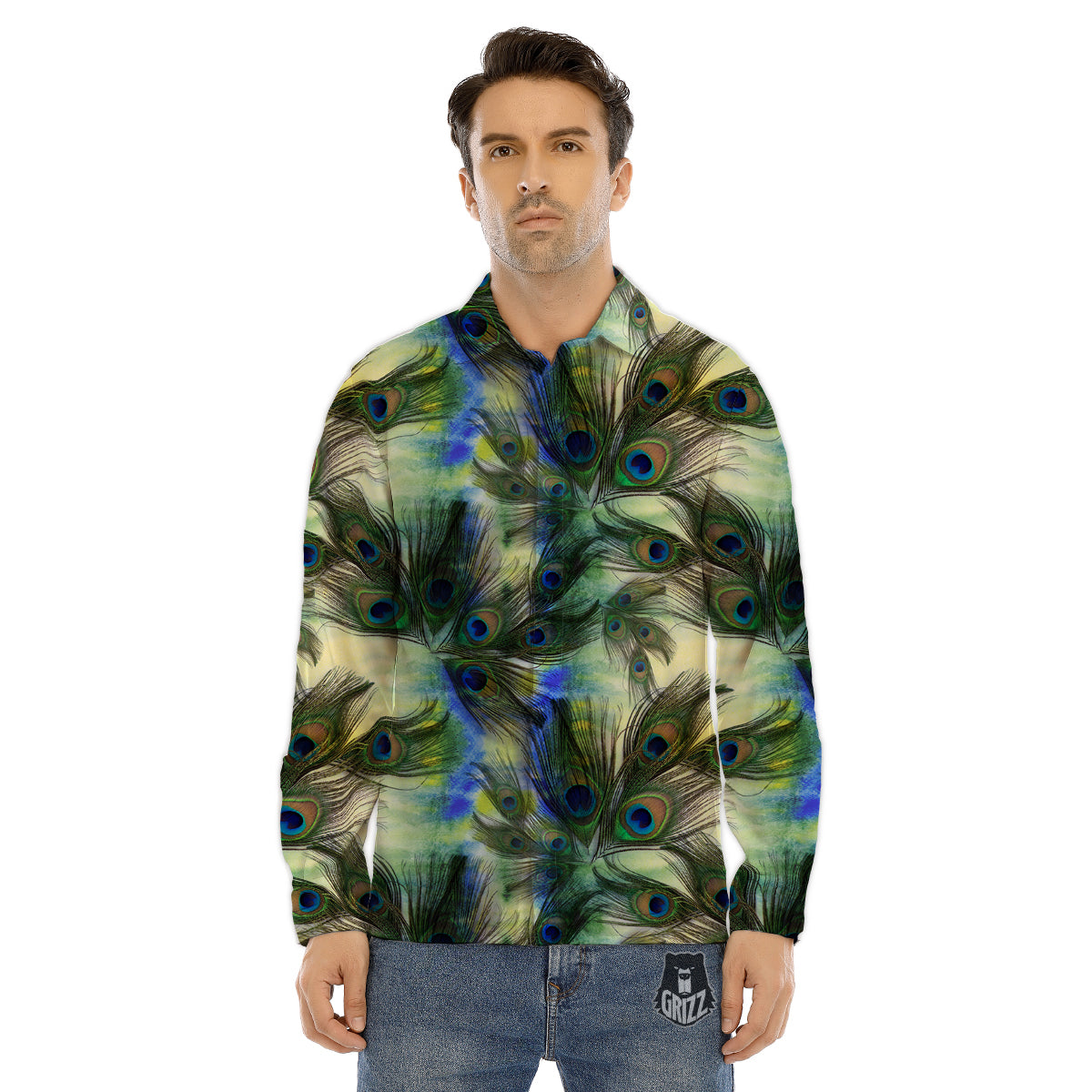 Feather Vintage Watercolor Print Pattern Men's Dress Shirts-grizzshop