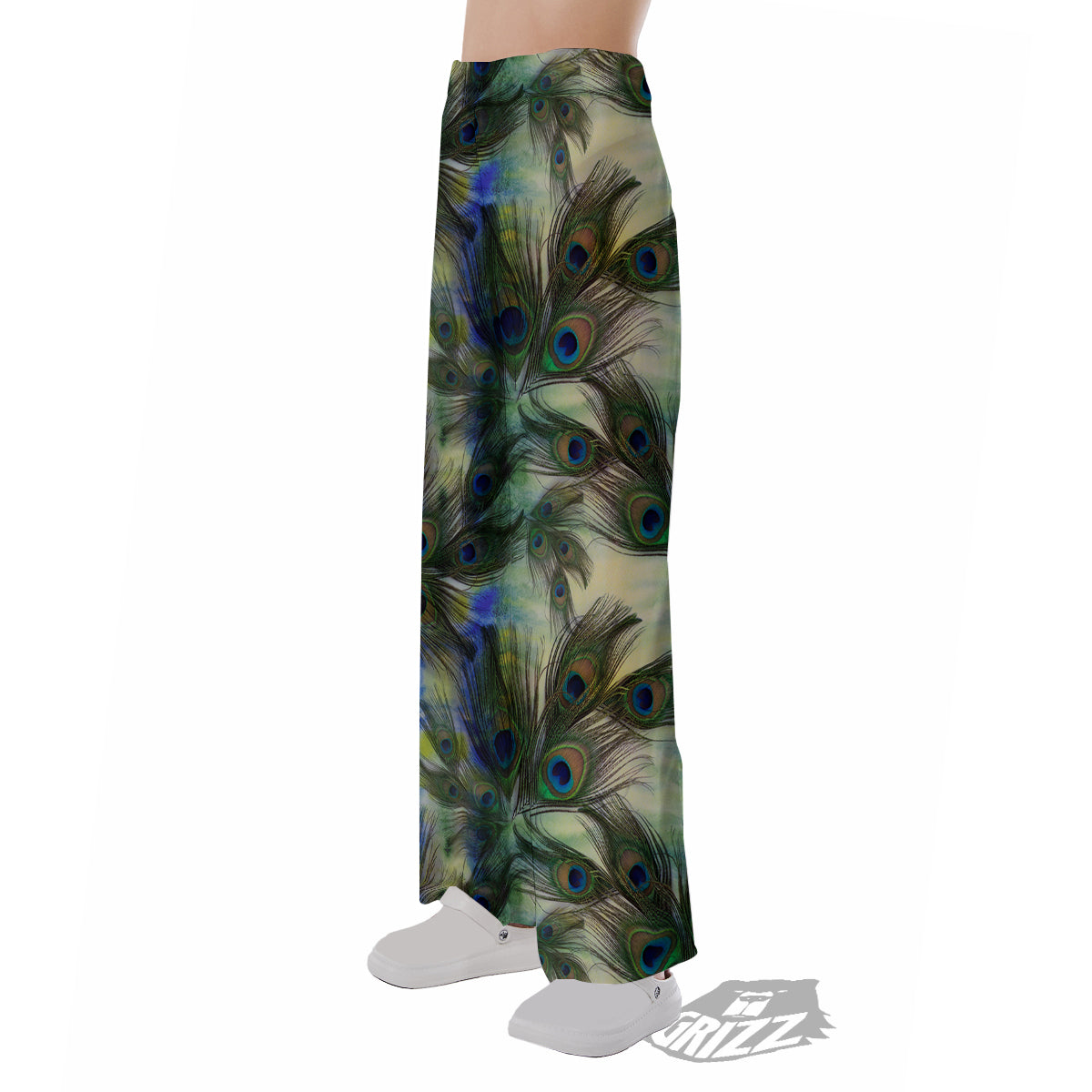 Feather Vintage Watercolor Print Pattern Pajama Pants-grizzshop