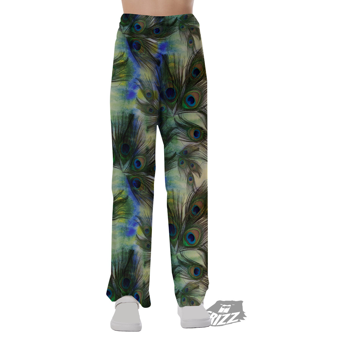 Feather Vintage Watercolor Print Pattern Pajama Pants-grizzshop